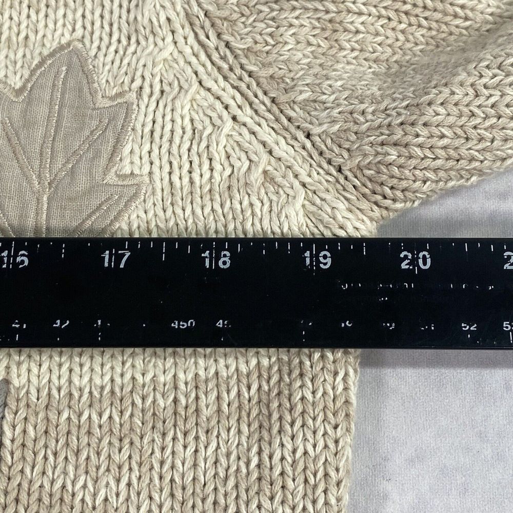 Orvis Womens Sweater Size S Beige Gray Cardigan Embroidered Leaves Cottage VTG - Picture 6 of 16